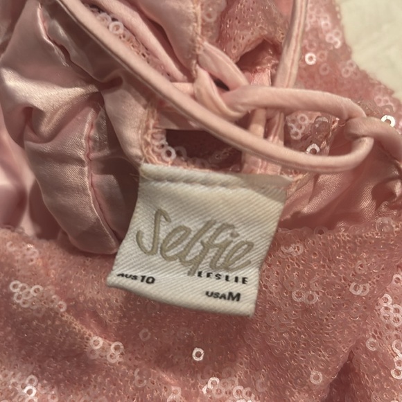 Selfie Leslie Miami Nights Cowl Neck Sequin Mini Dress in light pink - Picture 8 of 8